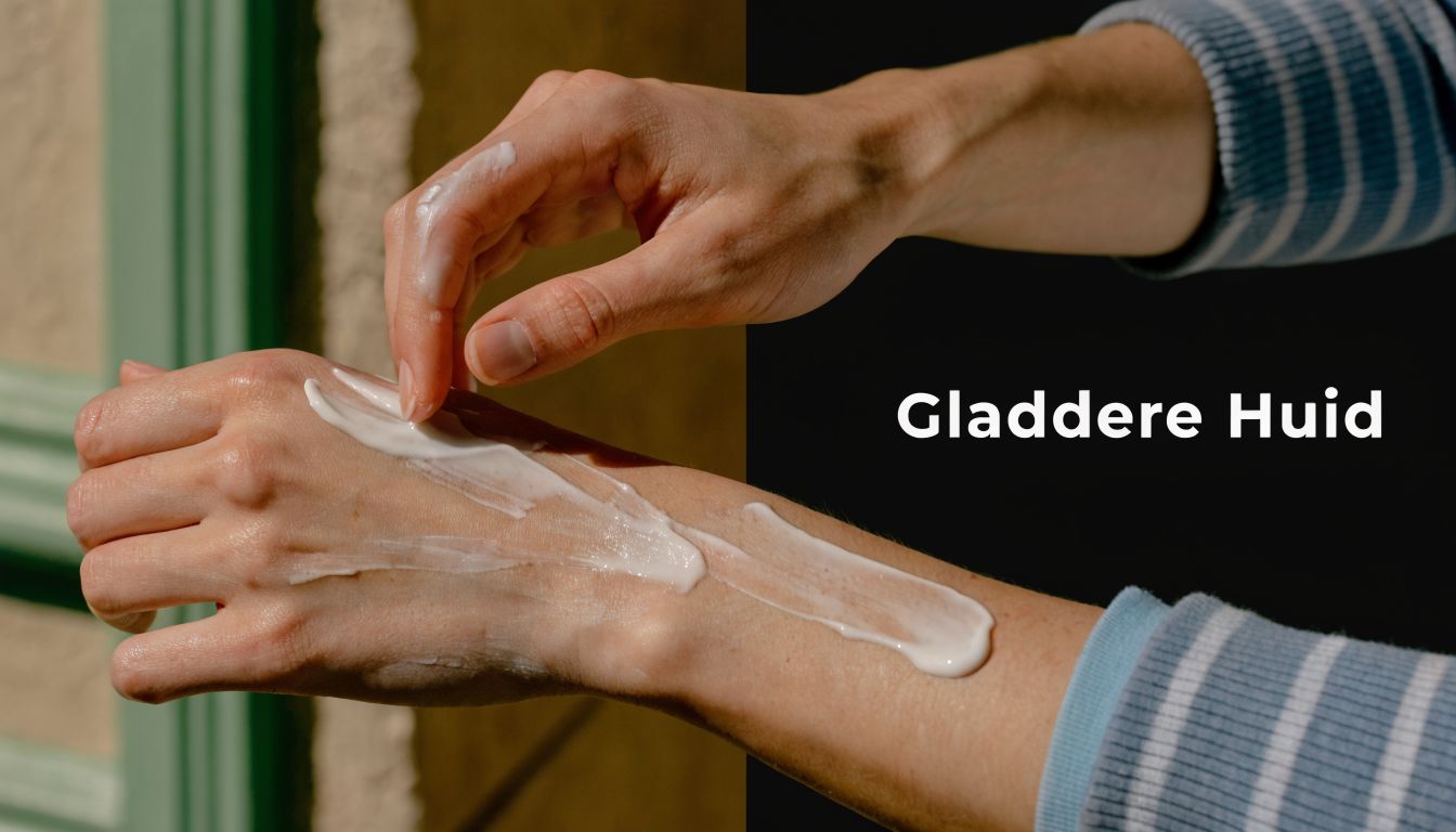 Een close-up van een hand die een hydraterende crème aanbrengt op de onderarm voor een gladdere huid.