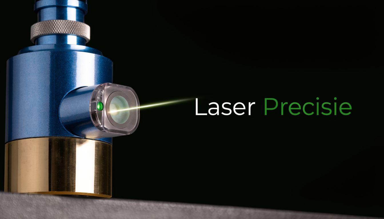 Een blauwe laserpen gericht op een oppervlak om permanente make-up nauwkeurig te verwijderen met lasertechnologie.