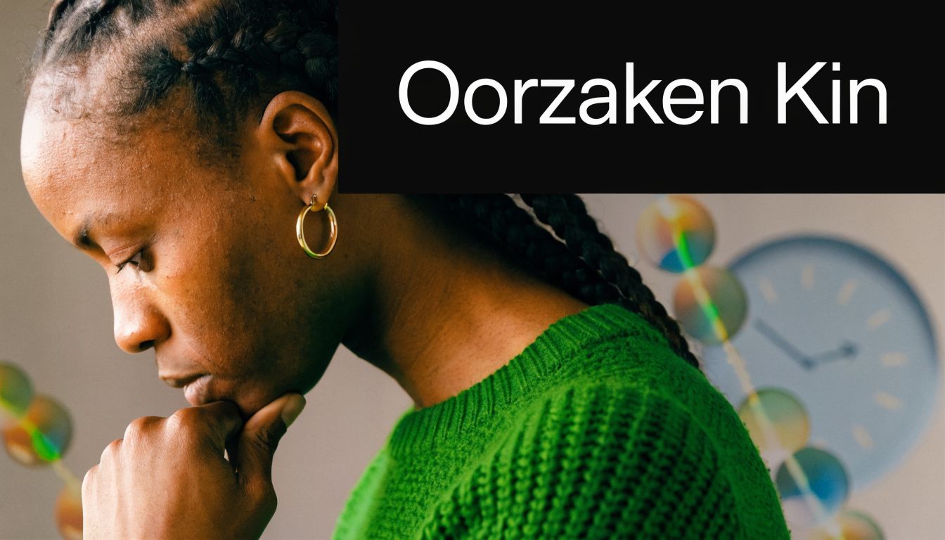 Een zijprofiel van een vrouw die peinzend naar beneden kijkt met haar hand bij haar kin.