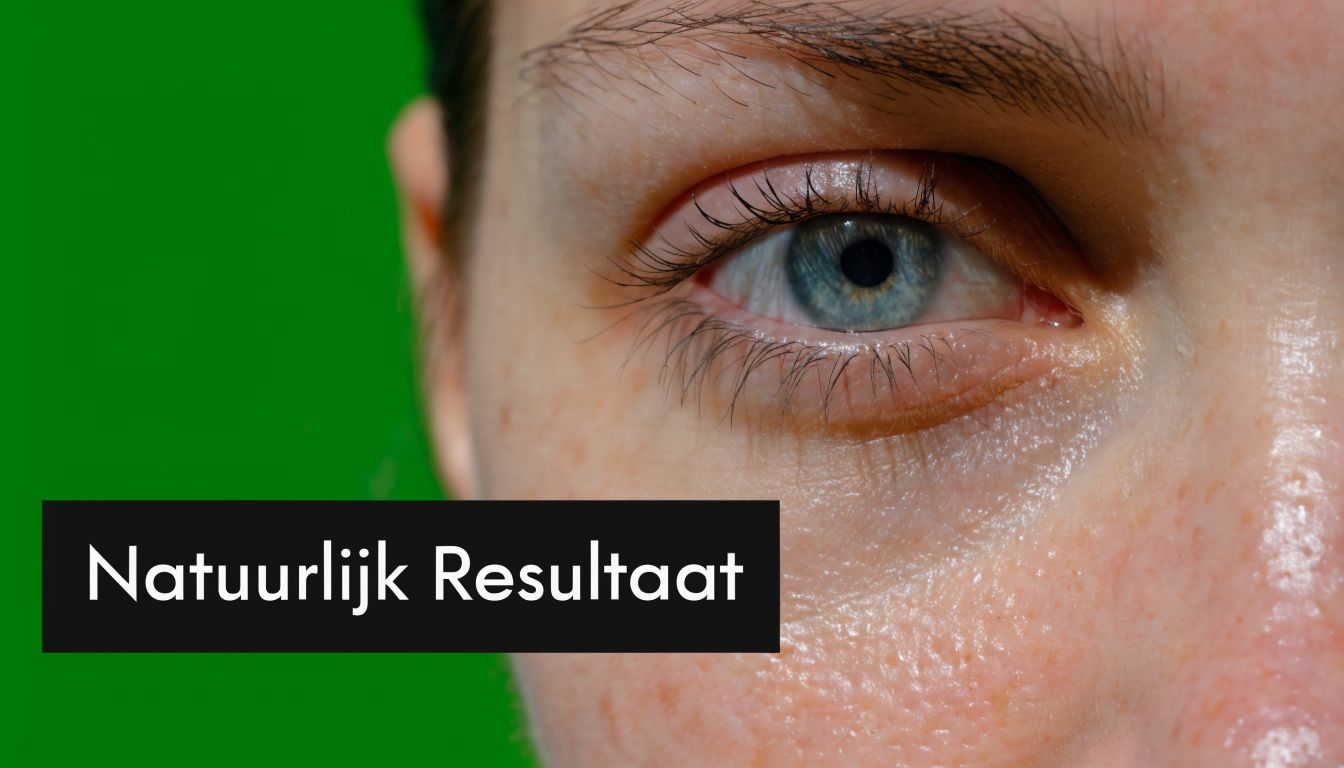 Een close-up van een blauw oog met een natuurlijk resultaat na een traangoot filler behandeling.