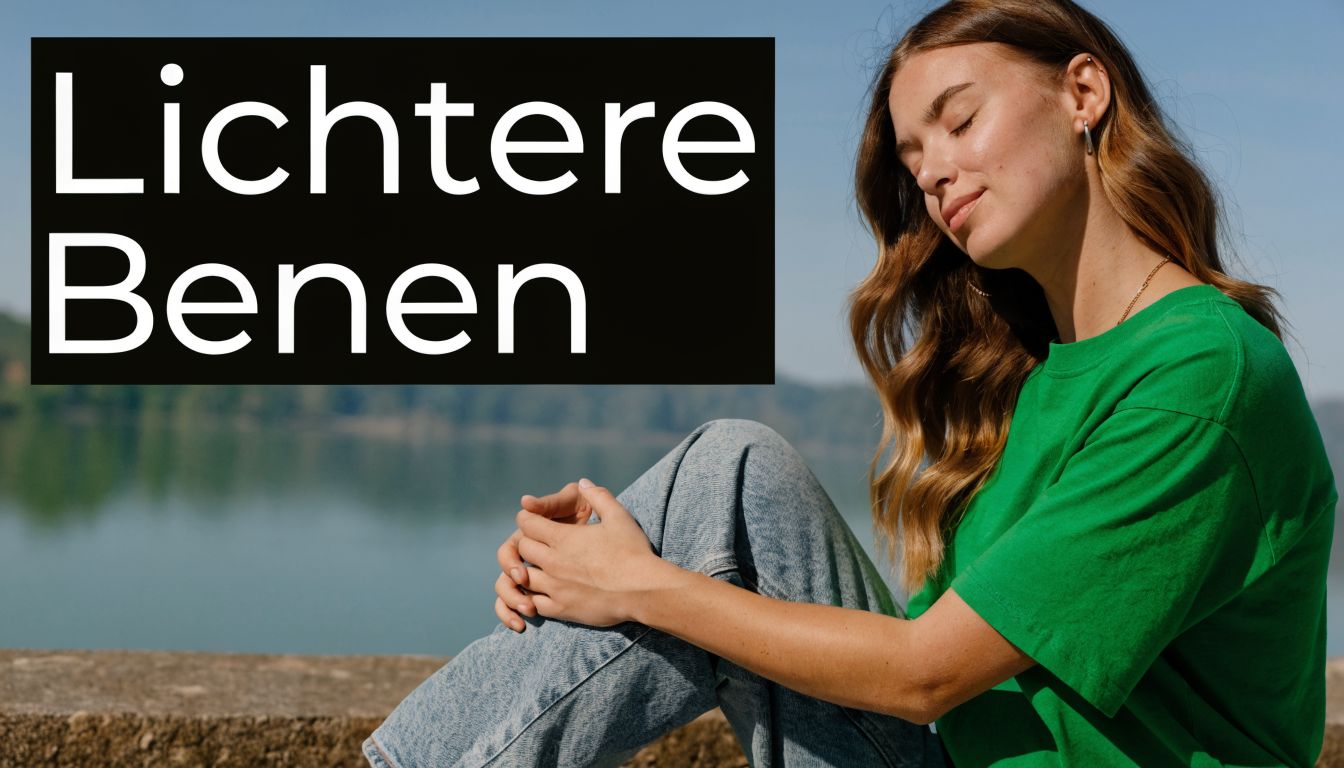 Een jonge vrouw met gesloten ogen ontspant in de buitenlucht, geassocieerd met lichte benen en lymfedrainage.