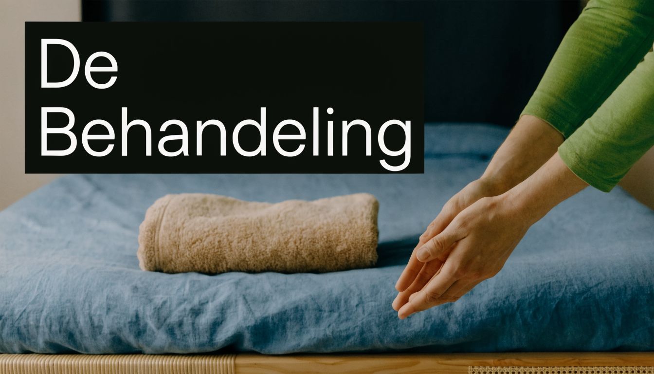 Een therapeutische massagebehandeling voor benen, met een handdoek en een masseur die klaarstaat om te beginnen.