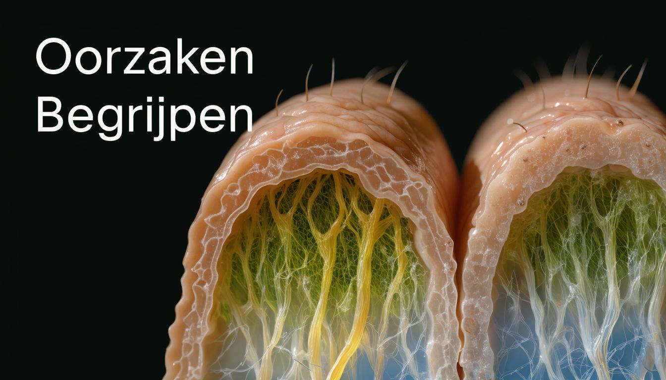 Een microscopische close-up weergave van een verstopte porie of mee-eter in de menselijke huid.
