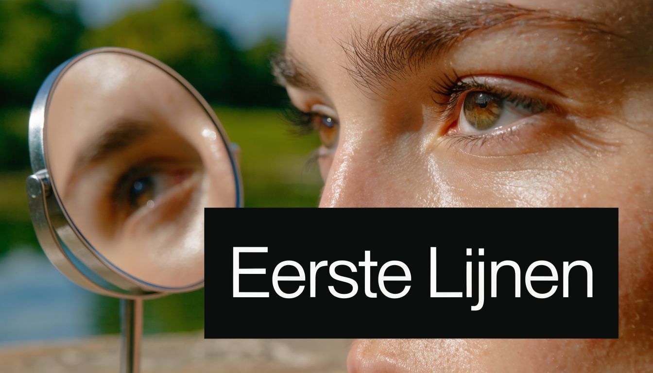 Een close-up van een gezicht met de nadruk op de eerste fijne lijntjes onder de ogen.
