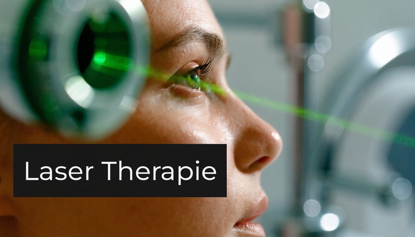 Een vrouw ondergaat een lasertherapie behandeling aan haar ogen in een professionele medische kliniek.