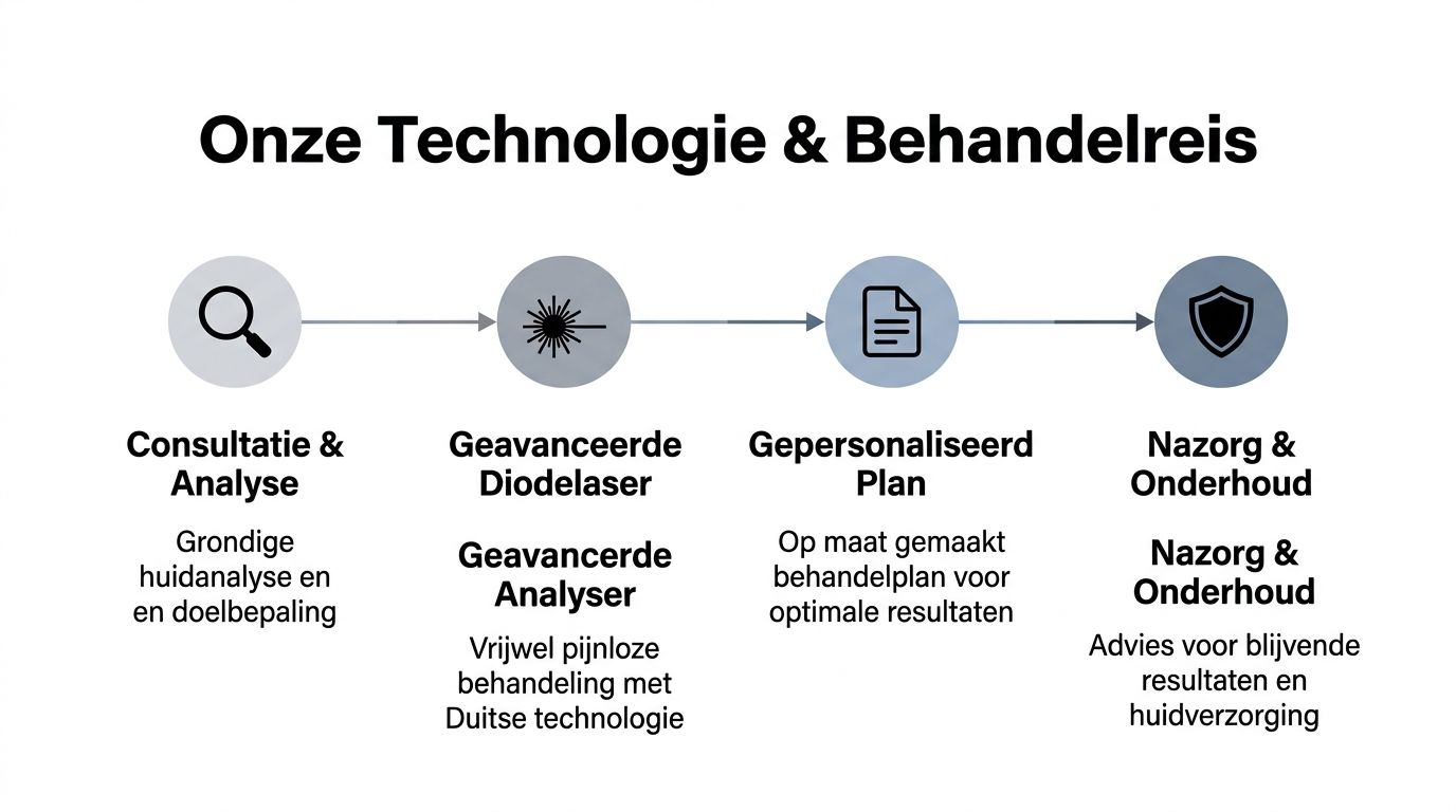 Een overzicht van het behandelproces, van consultatie en analyse tot nazorg voor optimale en blijvende resultaten.
