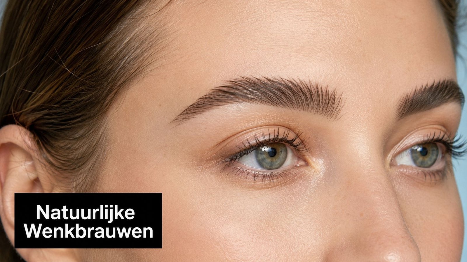 Een close-up van perfect gevormde, natuurlijke wenkbrauwen op een vrouwelijk gezicht voor een esthetische uitstraling.